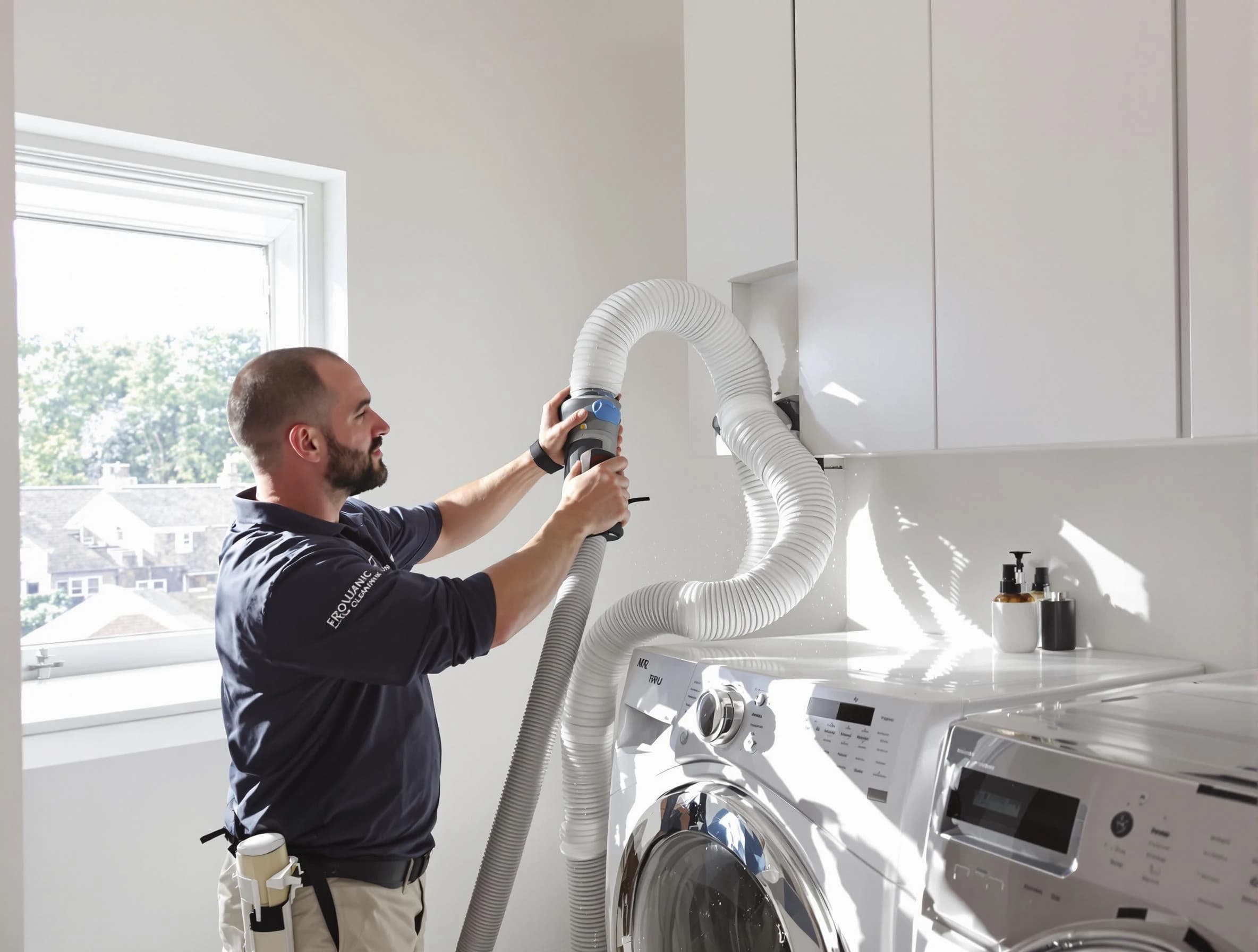 Certified Columbia Dryer Vent Cleaning technician performing dryer vent cleaning in Columbia