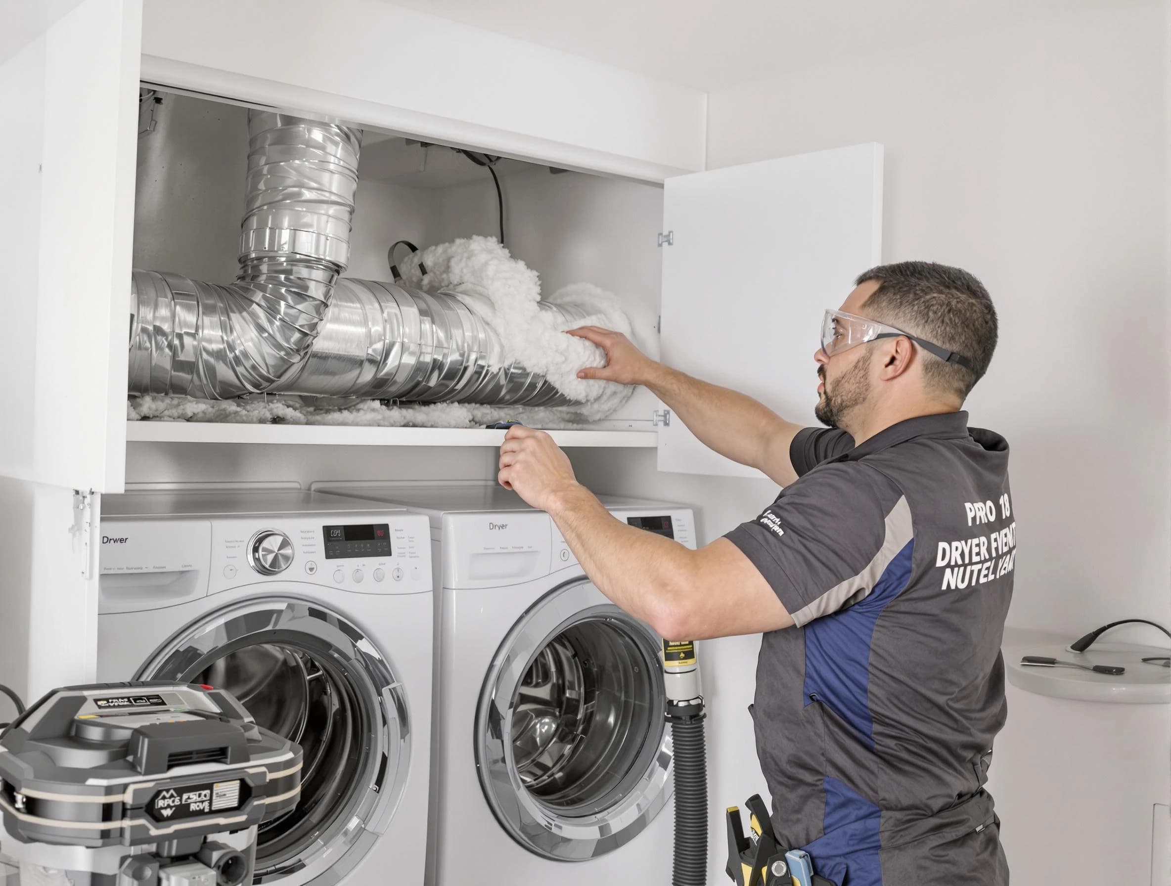 Columbia Dryer Vent Cleaning certified technician performing specialized gas dryer vent cleaning in Columbia