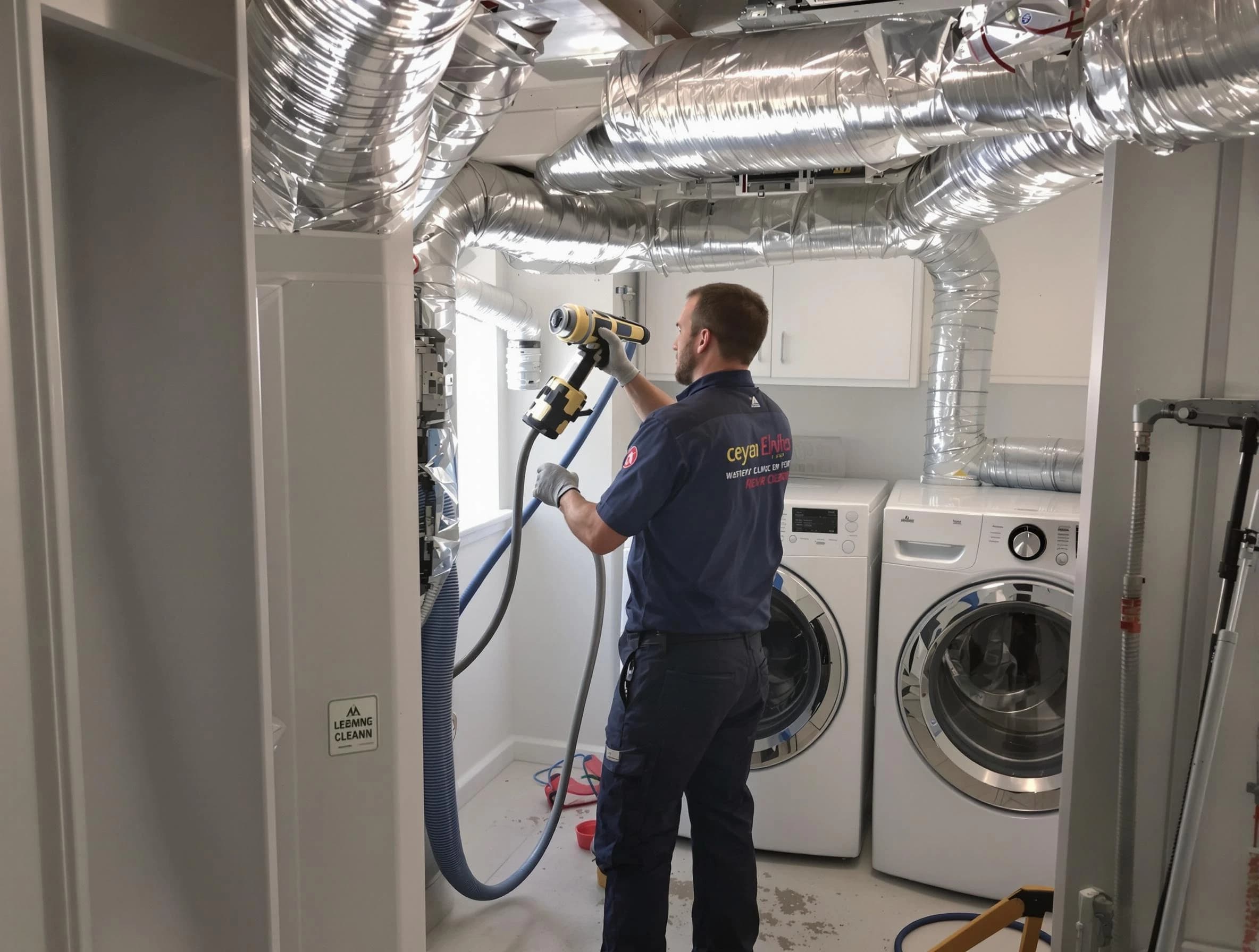 Columbia Dryer Vent Cleaning specialist using advanced equipment for thorough duct cleaning in Columbia
