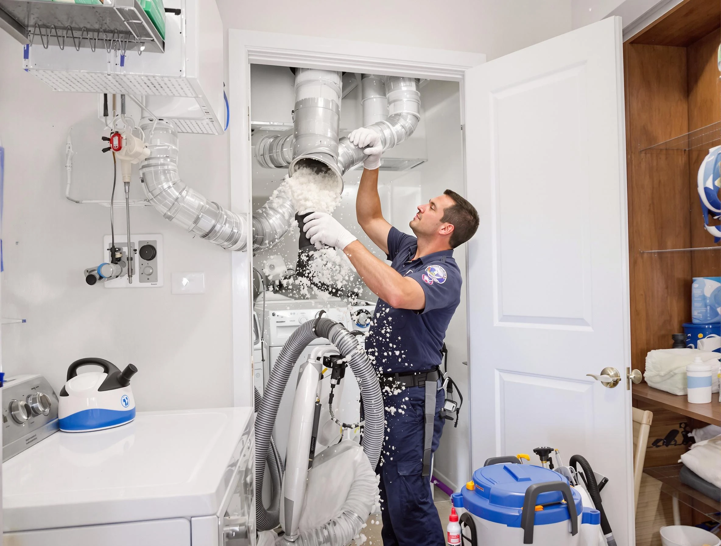 Columbia Dryer Vent Cleaning technician delivering thorough residential dryer vent cleaning service in Columbia